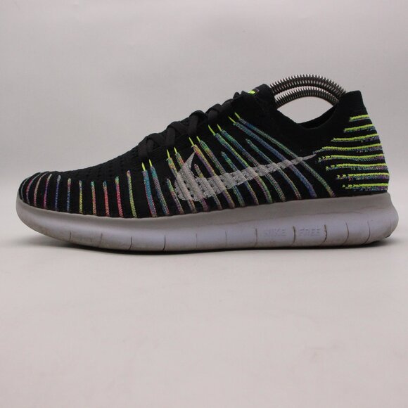 Nike Free RN Flyknit Low Men\'s 9 Black Multicolor Running Sneaker Athletic Shoes main image 4